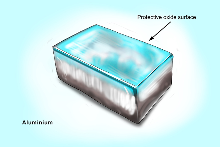 Aluminium briefly reacts with steam as a protective oxide barrier is produced preventing any more reaction